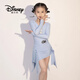 迪士尼（Disney）少兒拉丁舞2024新款套裝女童練功兒童表演長(cháng)袖舞蹈秋冬演出服 天藍色套裝 130