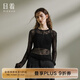 日著RIZHUO【商場(chǎng)同款】紗衣T恤衫2025秋季新款女裝修身輕薄長袖 樹影黑 M