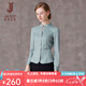 經典故事（JANE STORY）2025新款新中式襯衫女長袖春秋收腰內搭上衣別致立領高端緞面襯衣 淺藍綠 M