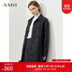 AMII女裝2025冬季新款寬松翻領(lǐng)開(kāi)叉襯衫式棉衣棉服女落肩袖口 黑色 M