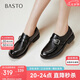 百思圖25牛津鞋時(shí)尚復(fù)古學(xué)院女單鞋BV305CA5 黑色 38