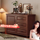 聚優(yōu)范斗柜臥室收納柜子靠墻美式五斗柜房間置物柜客廳木質(zhì)儲物柜五斗櫥 深胡桃色一門(mén)三抽80CM