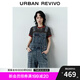 UR七夕2025秋季新款女裝潮流做舊水洗貓須牛仔背帶褲UYV850122 藍(lán)色 25