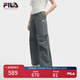 FILA 韓素希同款|斐樂官方女裝小狐貍梭織長褲2025夏季新款時尚收口褲 綠木灰-DY L 170/70A/L