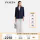 PORTS寶姿女裝2025春夏新款商務(wù)百搭通勤丈青藍(lán)七分袖西裝短夾克 丈青色 XS （2）