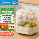 美的（Midea）【國(guó)家補(bǔ)貼】煮蛋器蒸蛋器雙層家用迷你小蒸鍋 早餐雞蛋羹自動(dòng)斷電防干燒便攜式家用MZ-ZDE2015D