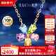 IL&CO尤珂「和彩之花」18K黃金天然碧璽吊墜橄欖石花朵項鏈女生日禮物 五色彩寶吊墜*配銀鏈 禮盒