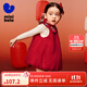 迷你巴拉女童連衣裙紅色拜年網(wǎng)紗無(wú)袖花苞裙新秋【非遺聯(lián)名】 中國紅60604 100