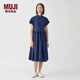 無印良品 MUJI IDEE 女式 平紋 無袖連衣裙 女裝裙子夏季 GAD13C4S 藏青色 L (165/88A)