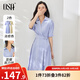 歐莎（OSA）藍色中長(cháng)款收腰面試襯衫裙連衣裙子女夏季2025新款職業(yè) 藍色B（側拉鏈款） XL