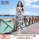 香影（xiangying）碎花雪紡吊帶連衣裙女2025夏季新款法式黑色絕美印花沙灘裙子 黑色 S