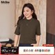 慕姍詩(shī)怡（MsShe）【冰爽絲半高領(lǐng)毛衣】大碼女裝2025秋裝胖mm顯瘦短袖針織衫 拿鐵色現貨 2XL
