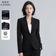 韓曼柯（HANMANKE）輕奢西裝外套女商務(wù)面試職業(yè)正裝西服黑色休閑通勤免燙小西裝外套