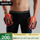 速比濤（Speedo）游泳手蹼訓(xùn)練半指手蹼男女成人通用專業(yè)初學(xué)進(jìn)階游泳裝備游泳手套 黑色/桃紅紅