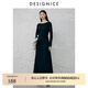 迪賽尼斯（DESIGNICE）2024年秋季新款氣質(zhì)通勤風(fēng)優(yōu)雅圓領(lǐng)長袖黑色高腰連衣裙 黑色 M