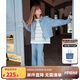 ELLE KIDS童裝  老錢風(fēng)春季女童翻領(lǐng)全棉復(fù)古水洗牛仔刺繡拉鏈外套 寶藍(lán)色 165 （M）