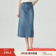 茵曼（INMAN）時(shí)尚復古開(kāi)叉牛仔半身裙女2025春季高腰顯瘦舒適中長(cháng)裙子 淺牛仔藍 M