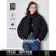 初語(yǔ)潮酷立領(lǐng)羽絨服女2024秋冬新款90白鴨絨溫暖輕盈簡(jiǎn)約黑色外套 黑色 L
