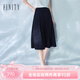 菲妮迪（FINITY）【冰氧涼感】半身裙2025年夏季新款中長(cháng)款A字半裙女 藏青色 M