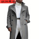 葉余2025秋冬歐美風(fēng)長(cháng)款毛呢大衣男士英倫雙排扣加長(cháng)款 灰色 M (140-160斤)