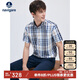 Navigare意大利小帆船男全棉涼感格紋襯衫短袖格子襯衣1323575502 藍(lán) XL 