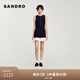 SANDRO2025春夏新款女裝時(shí)尚扣飾黑色撞色荷葉邊連衣裙SFPRO04158 黑色 M