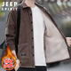 JEEP SPIRIT吉普長(cháng)袖襯衫男秋冬季加絨加厚襯衣燈芯絨男裝外套 咖啡加絨 L