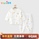 優(yōu)奇寶寶秋衣秋褲純棉兒童家居服2024新款開(kāi)襠褲嬰兒內衣套裝分體