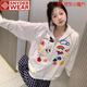 SNYDER WEAR刺繡工藝韓版可愛(ài)拉鏈開(kāi)衫外套女春季設計上衣女校園風(fēng)白灰衛衣女 白灰色【常規】  S 80-100斤