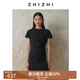 致知ZHIZHI 躍蕩婷 純色連衣裙女2025新款高彈別致褶皺設(shè)計(jì)感短裙 黛黑 XS