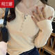 柯蘭娜早秋打底衫女內(nèi)搭2025新款螺紋緊身顯瘦上衣修身白色低領(lǐng)長(zhǎng)袖t恤 杏色 L 建議105-11斤