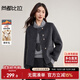 尚都比拉含綿羊毛保暖短毛呢大衣女冬季圓領(lǐng)長(zhǎng)袖厚款雙面呢直筒顯瘦外套