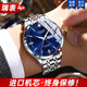LOUGOES瑞士名牌手表男士機械表超薄新款商務(wù)防水潮腕表夜光專(zhuān)柜新款 本色藍面【旗艦升級版】
