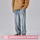 PSO Brand牛仔褲男14盎司斜紋可愛(ài)小狗橡筋褲頭寬松直筒休閑長(cháng)褲 水洗藍 Blue M