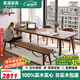 果漫實木大書桌白蠟木工作臺現代簡約家用餐桌學習長桌原木辦公電腦桌 180_80_75【松木桌一凳兩桶椅】