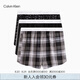 Calvin Klein內(nèi)衣【七夕禮物】男士三條ck提花腰邊純棉寬松平角內(nèi)褲男NP2684O ETH-太空黑/灰大格/字母黑 3條 M