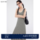 詩凡黎（'SEIFINI）詩凡黎簡(jiǎn)約條紋運(yùn)動(dòng)風(fēng)背心連衣裙2024夏新款流行漂亮無袖中長裙女 米色 M 160/85CM