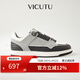 威可多（VICUTU）男士休閑鞋舒適時(shí)尚潮流撞色商務(wù)通勤耐穿板鞋百搭男鞋 淺灰+白色 42