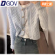 DGOV秋季溫柔秋裝上衣女糖果色麻花毛衣開(kāi)衫復古學(xué)院風(fēng)短款針織小外套 淺藍色zt S 【80-98斤】