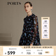 PORTS寶姿  新品女裝甜美復古荷葉邊印花上衣LN6B009JPS018 黑色印花 S (4)