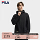 FILA 斐樂官方男裝梭織外套2025秋裝新款時尚商務休閑寬松連帽夾克 正黑色-BK M 170/92A/M