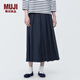 無印良品（MUJI）女式 雙層編織裙褲褲子女款褲休閑褲闊腿褲 BE1SMC4S 藏青色 XL (165/74A)