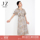 玖姿·安娜蔻花卉印花連衣裙女夏燈籠袖收腰法式風(fēng)情連衣裙 花咖啡 M