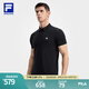 FILA 斐樂官方男子針織短袖POLO衫2025秋季新款健身運動涼感上衣 深黑-BK XL 180/100A/XL