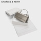 CHARLES&KEITH質(zhì)感拎手提鏈條斜挎單肩小方包包女包生日禮物CK6-10840559-A Pewter錫灰色 XS