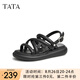 他她（TATA）白色沙灘涼鞋女軟底松糕鞋外穿百搭夏季新款WDP01BL3 黑色 39