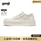 共跡gongji【于文文同款】25秋季新款女鞋方頭帆布鞋厚底增高小白鞋休閑板鞋 象牙白 /偏大一碼 40 （253mm）