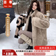 蕓蕁外套女2025新款冬季加厚氣質(zhì)寬松毛毛上衣毛茸茸仿皮草羊羔毛短款 灰棕色【版】 S 建議70-90斤