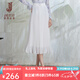 經(jīng)典故事（JANE STORY）2025年設(shè)計(jì)感壓褶半身裙女夏季新款溫柔風(fēng)雪紡裙高腰百搭大擺裙 白色 L