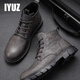 IYUZ馬丁靴男靴秋冬季新款戶(hù)外保暖工裝靴男復古英倫風(fēng)靴子男 黑色-增高款 40